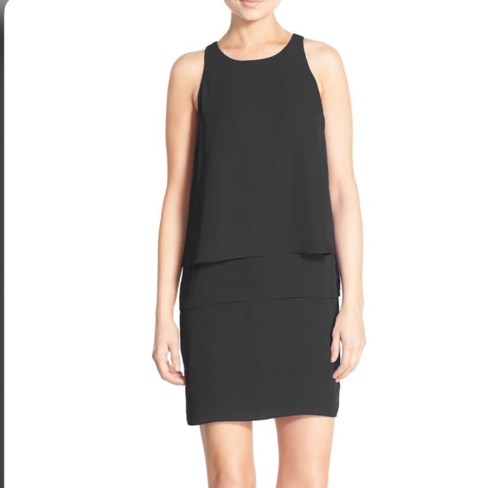 Charles Henry tiered black dress